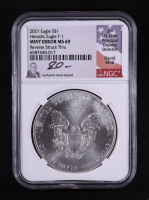 Mint Error 2021 American Silver Eagle $1 Coin Type 1 Reverse Struck Through - David Motl Signed Label (NGC MS69) at PristineAuction.com