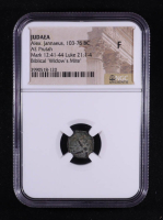 Alex. Jannaeus (103-76 B.C.) Judaea AE Prutah "Biblical Widow's Mite" Ancient Coin (NGC F) at PristineAuction.com