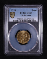 1928 Netherlands Gold Ducat (PCGS MS63) at PristineAuction.com