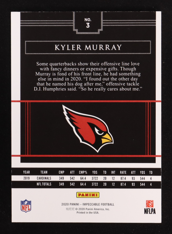 Kyler Murray 2020 Panini Impeccable Gold #3 #7/10 at PristineAuction.com Kyler Murray 2020 Panini Impeccable Gold #3 #7/10 at PristineAuction.com