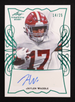 Jaylen Waddle 2021 Leaf Trinity Portrait Autographs Green Spectrum #TPAJW1 RC #14/25 at PristineAuction.com