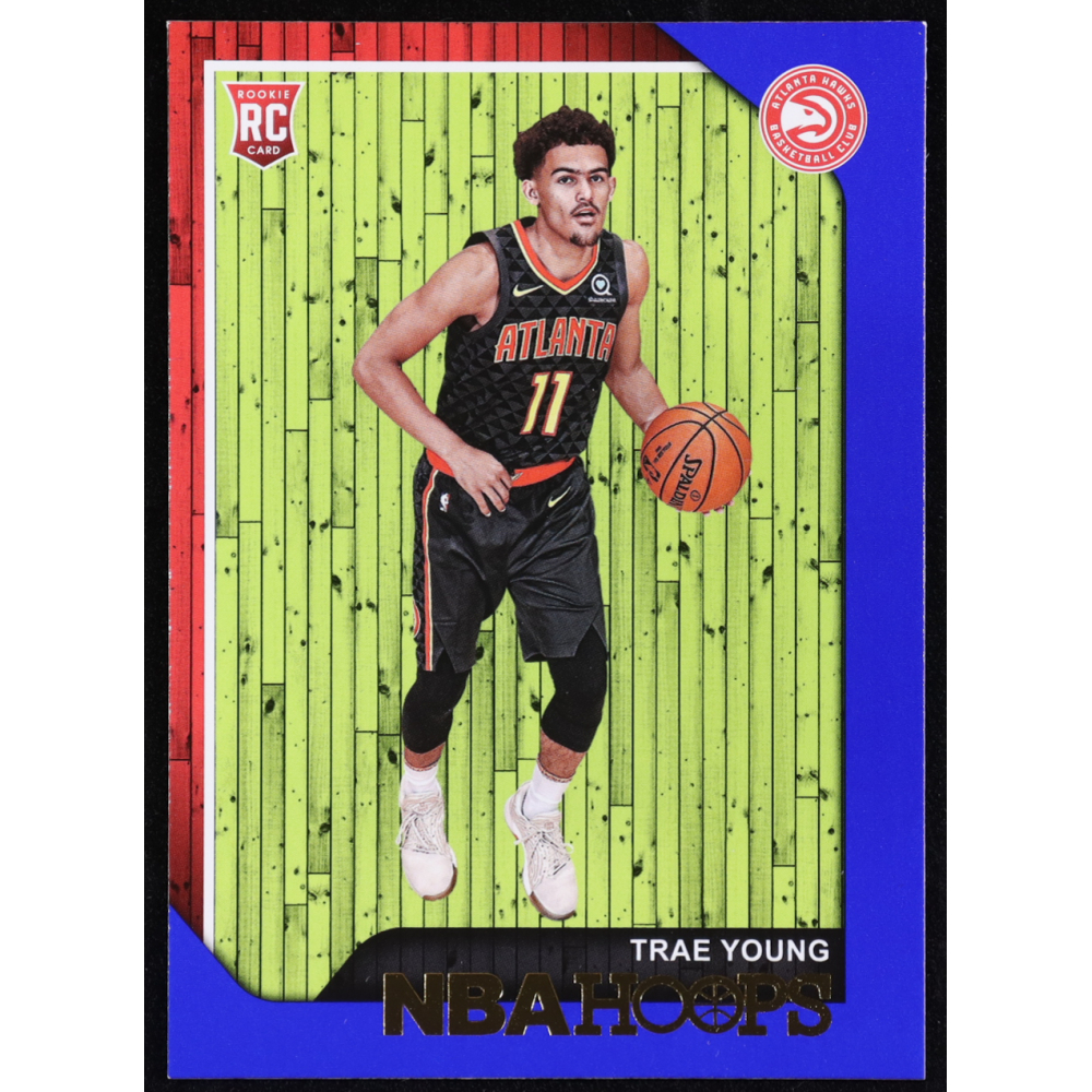 Trae Young 2018-19 Hoops Blue #250 RC at PristineAuction.com