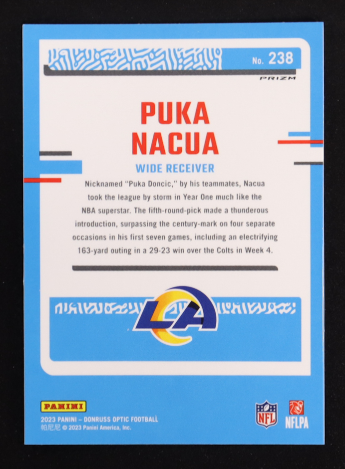 Puka Nacua 2023 Donruss Optic Pink #238 RR RC at PristineAuction.com Puka Nacua 2023 Donruss Optic Pink #238 RR RC at PristineAuction.com