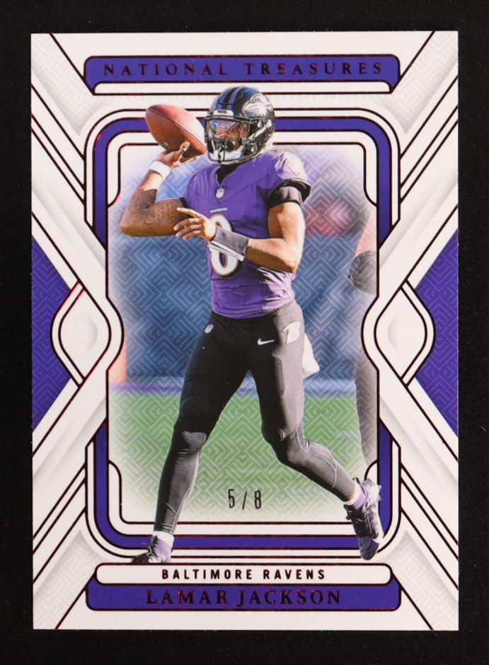 Lamar Jackson 2024 Panini National Treasures Jersey Number Red #7 #5/8 at PristineAuction.com Lamar Jackson 2024 Panini National Treasures Jersey Number Red #7 #5/8 at PristineAuction.com