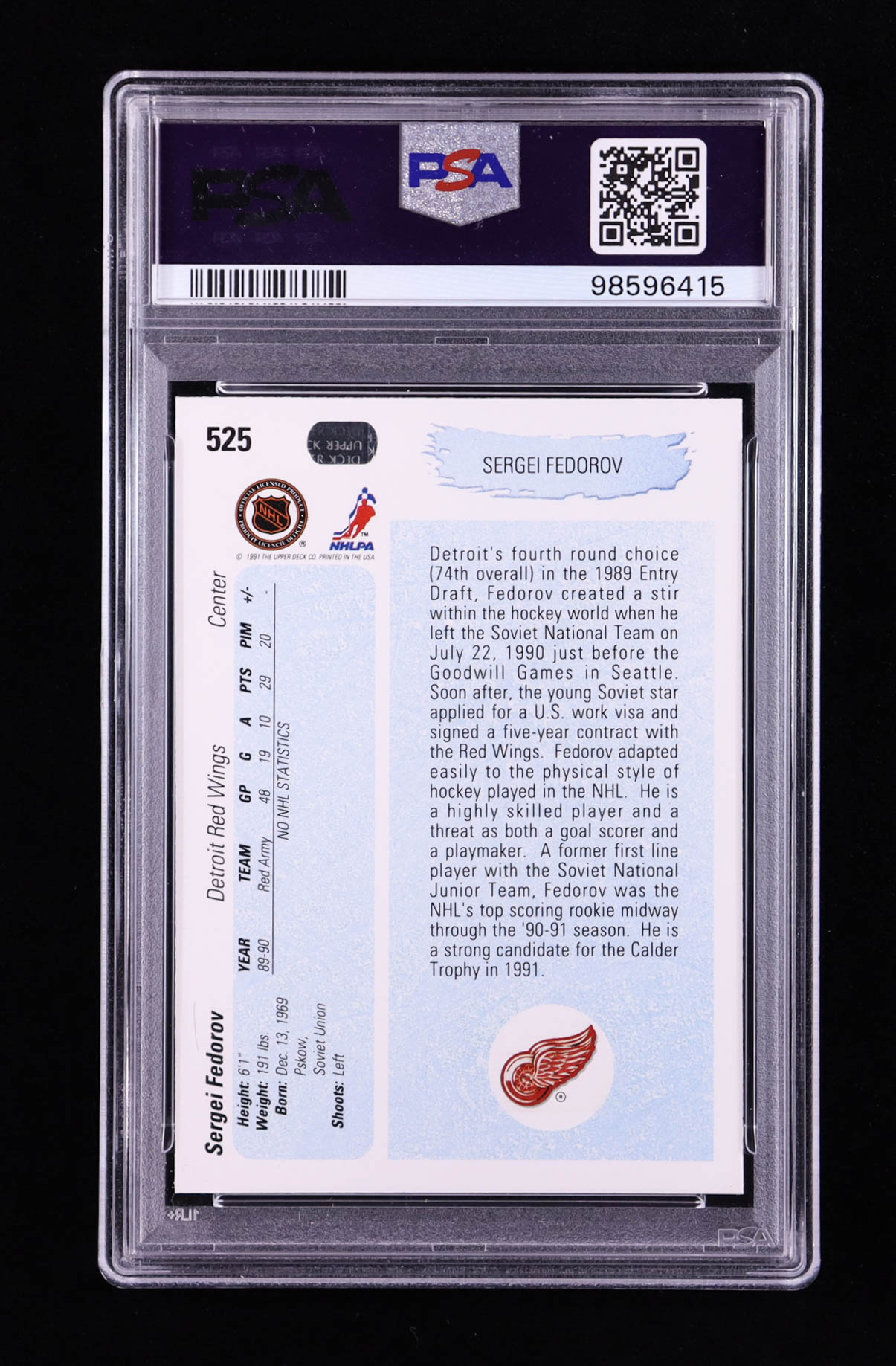 Sergei Fedorov 1990-91 Upper Deck #525 YG RC (PSA 9) at PristineAuction.com Sergei Fedorov 1990-91 Upper Deck #525 YG RC (PSA 9) at PristineAuction.com