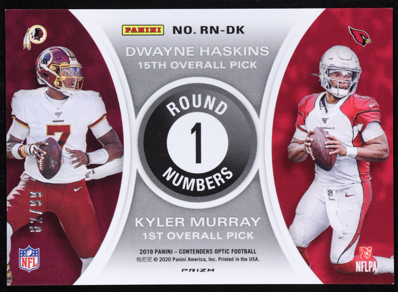 Dwayne Haskins / Kyler Murray 2019 Panini Contenders Optic Round Numbers Blue #8 #82/99 RC at PristineAuction.com Dwayne Haskins / Kyler Murray 2019 Panini Contenders Optic Round Numbers Blue #8 #82/99 RC at PristineAuction.com