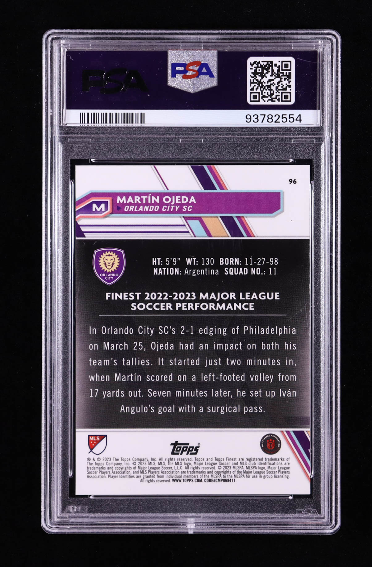 Martin Ojeda 2023 Finest MLS Black Refractors #96 #09/10 RC (PSA 10) at PristineAuction.com Martin Ojeda 2023 Finest MLS Black Refractors #96 #09/10 RC (PSA 10) at PristineAuction.com