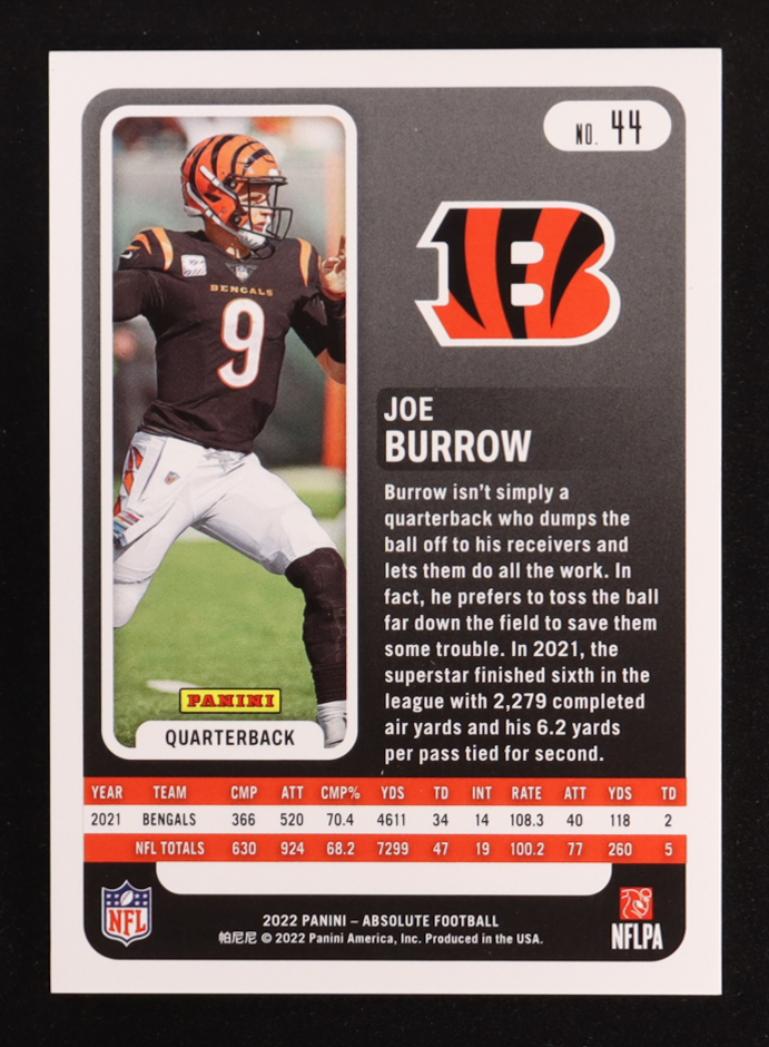 Joe Burrow 2022 Absolute Spectrum Gold #44 #4/10 at PristineAuction.com Joe Burrow 2022 Absolute Spectrum Gold #44 #4/10 at PristineAuction.com