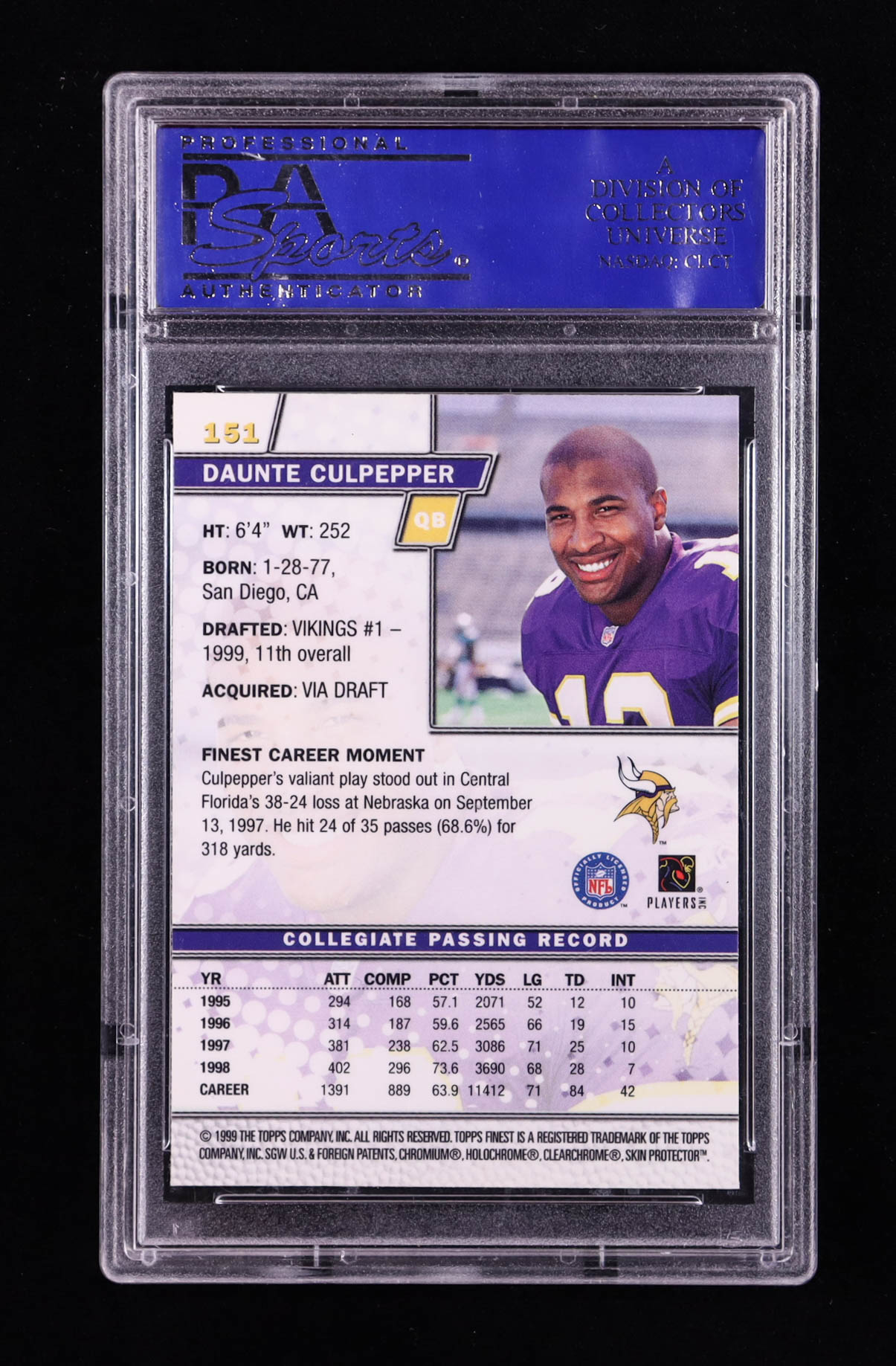 Daunte Culpepper 1999 Finest #151 RC (PSA 9) at PristineAuction.com Daunte Culpepper 1999 Finest #151 RC (PSA 9) at PristineAuction.com