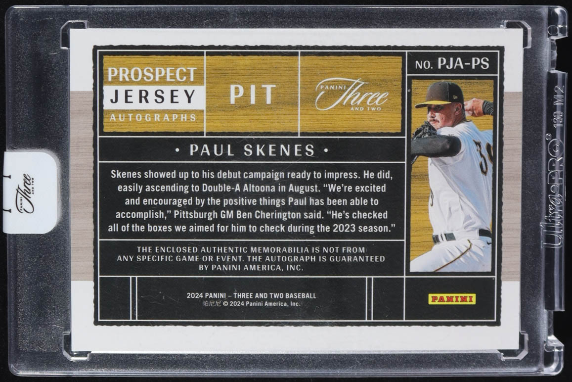 Paul Skenes 2024 Panini Three And Two Jersey Prospect Jersey Autographs #PJA-PS RC #71/99 at PristineAuction.com Paul Skenes 2024 Panini Three And Two Jersey Prospect Jersey Autographs #PJA-PS RC #71/99 at PristineAuction.com