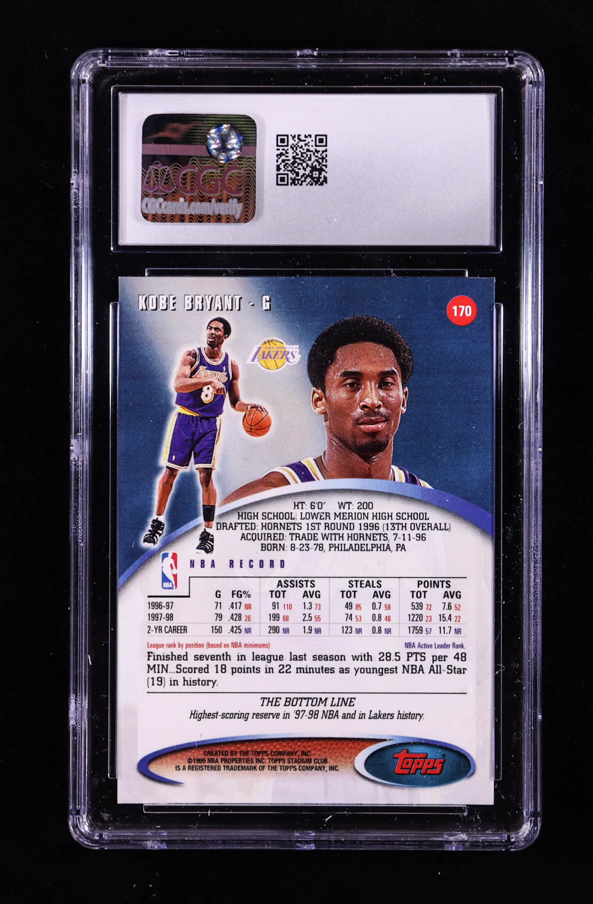 Kobe Bryant 1998-99 Stadium Club #170 (CGC 9) at PristineAuction.com Kobe Bryant 1998-99 Stadium Club #170 (CGC 9) at PristineAuction.com