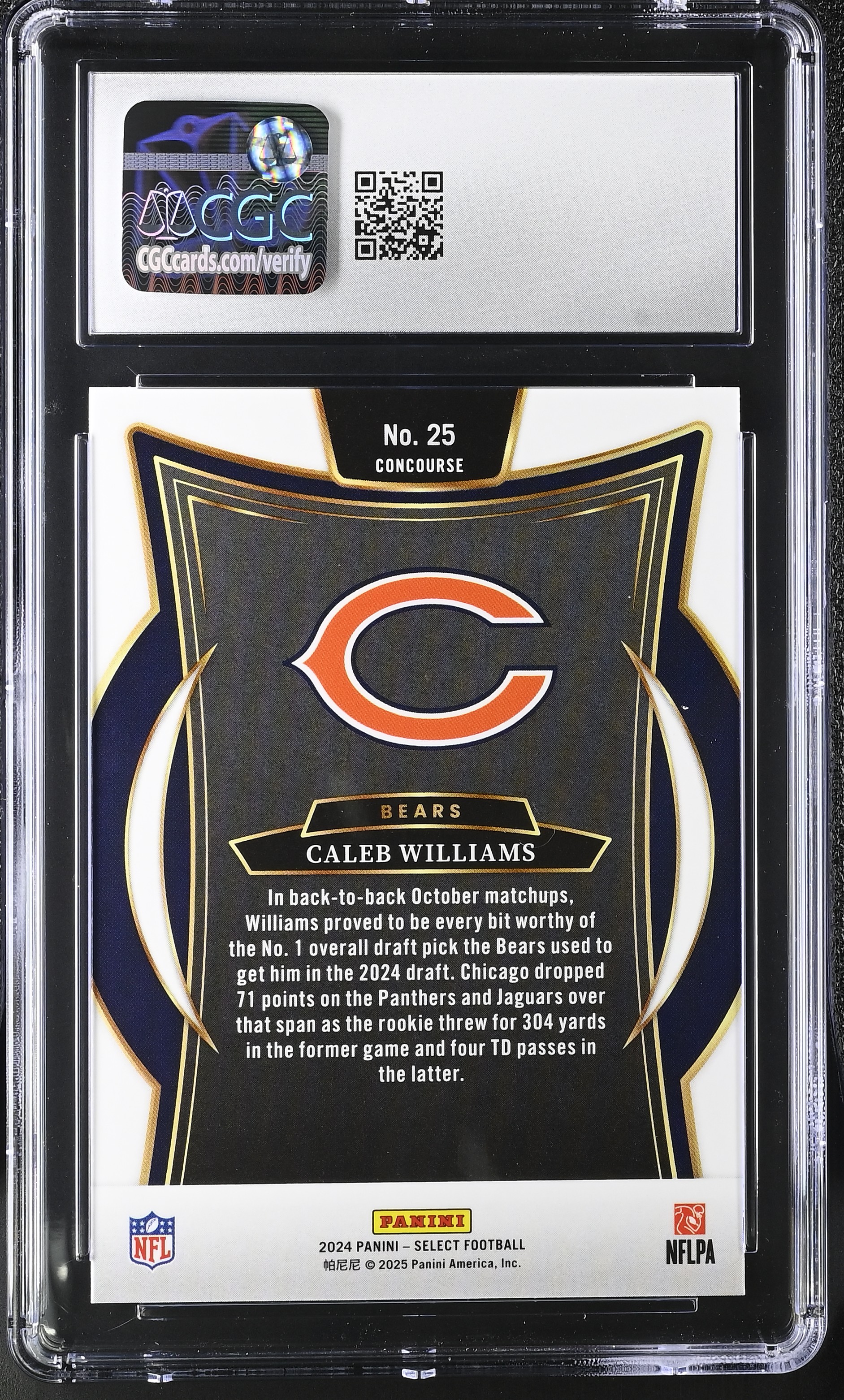 Caleb Williams 2024 Panini Select #25 RC (CGC 10) at PristineAuction.com Caleb Williams 2024 Panini Select #25 RC (CGC 10) at PristineAuction.com