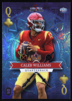 Caleb Williams 2023 Wild Card 5 Card Draw Stacked Deck Queen of Clubs Holo Blue #CW RC #1/2 at PristineAuction.com