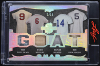 Ted Williams / Stan Musial / Ernie Banks / Joe DiMaggio 2025 Leaf Spectacular The GOATs Quad Silver #TG11 #2/15 at PristineAuction.com
