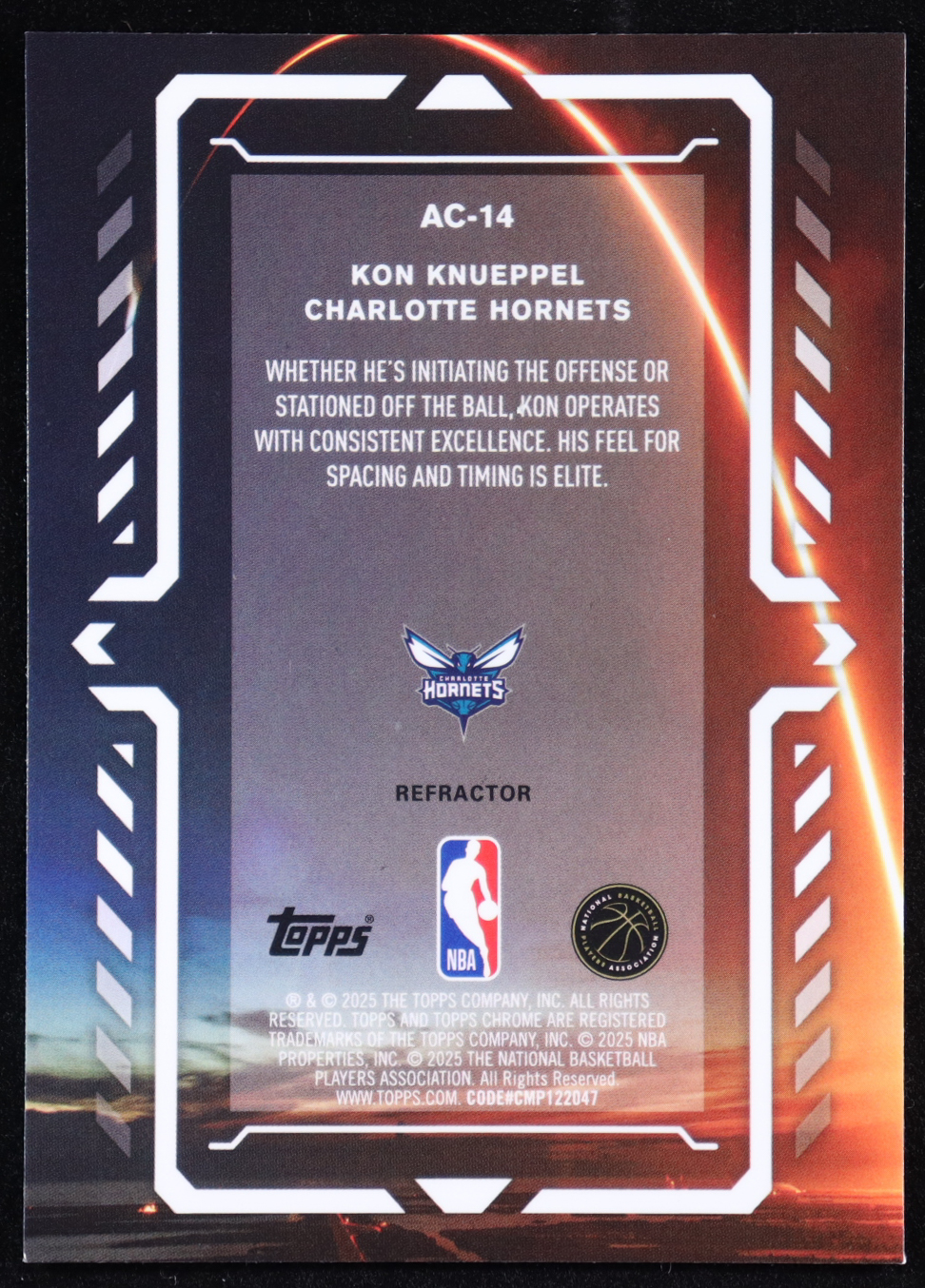 Kon Knueppel 2025-26 Topps Chrome Activators Refractors #AC14 RC at PristineAuction.com Kon Knueppel 2025-26 Topps Chrome Activators Refractors #AC14 RC at PristineAuction.com