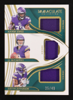 JJ McCarthy / Justin Jefferson / Aaron Jones 2024 Immaculate Collection Immaculate Triple Jerseys #13 #25/49 at PristineAuction.com