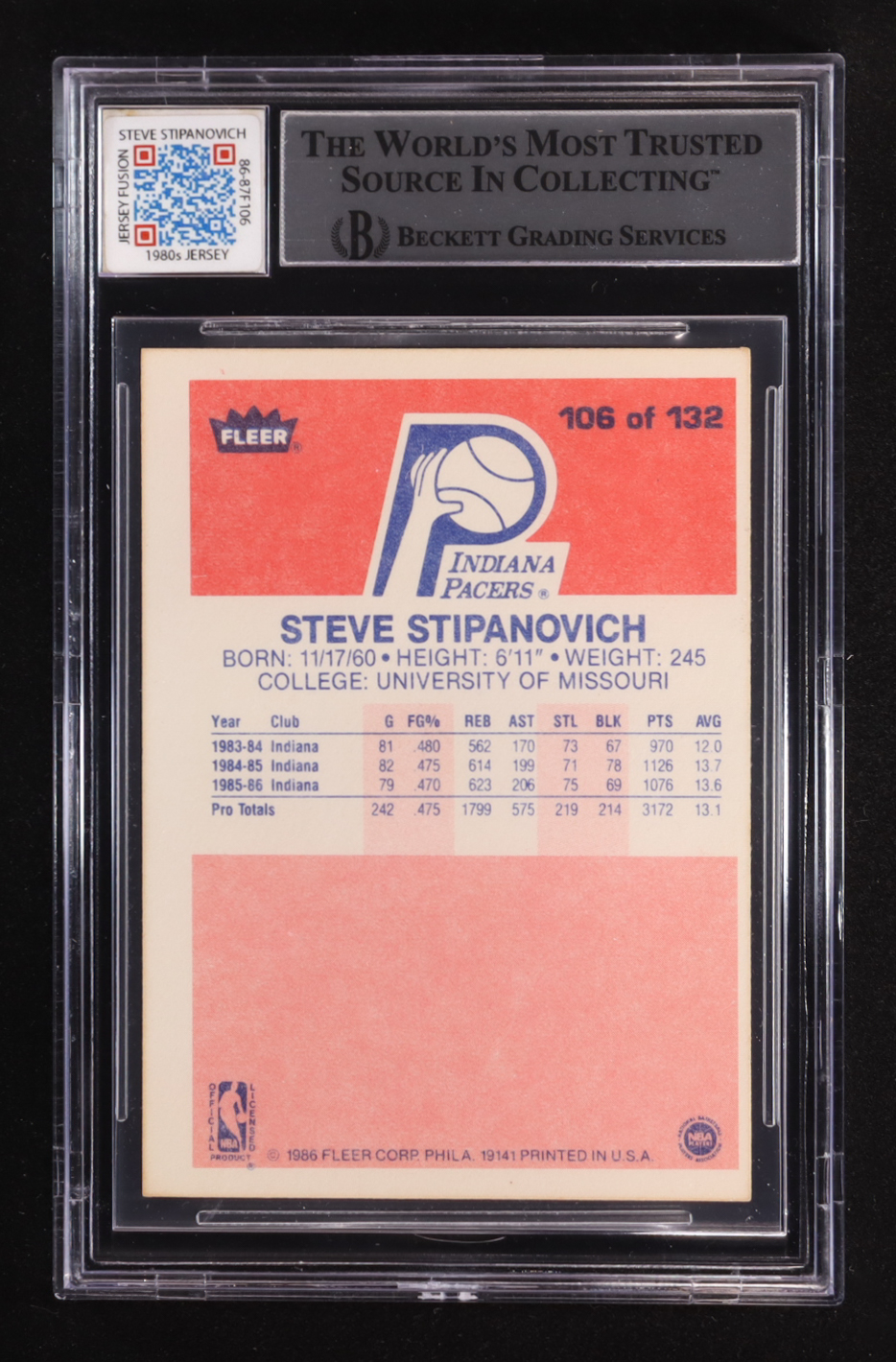 Steve Stipanovich Signed 1986-87 Fleer #106 with Game-Used Patch (BGS | Autographed Graded 9) at PristineAuction.com Steve Stipanovich Signed 1986-87 Fleer #106 with Game-Used Patch (BGS | Autographed Graded 9) at PristineAuction.com