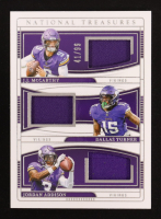 JJ McCarthy / Dallas Turner / Jordan Addison 2024 Panini National Treasures NFL Gear Trio Materials #20 #41/99 at PristineAuction.com