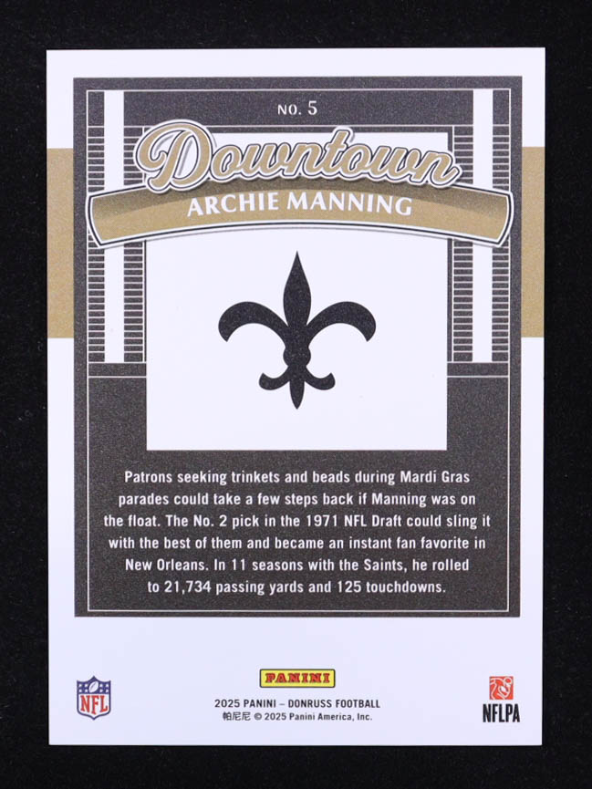 Archie Manning 2025 Donruss Downtown #5 at PristineAuction.com Archie Manning 2025 Donruss Downtown #5 at PristineAuction.com