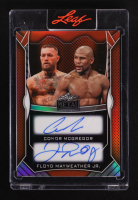 Conor McGregor / Floyd Mayweather Jr. 2025 Leaf Metal Dual Autographs Prismatic Orange #DA7 #5/8 at PristineAuction.com