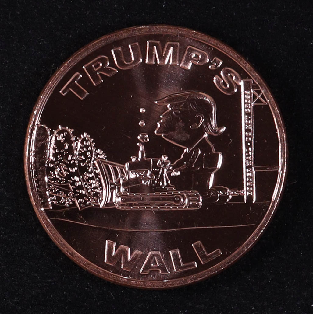 "Trump's Wall " Design 1 Oz. .999 Copper Bullion Round at PristineAuction.com "Trump's Wall " Design 1 Oz. .999 Copper Bullion Round at PristineAuction.com