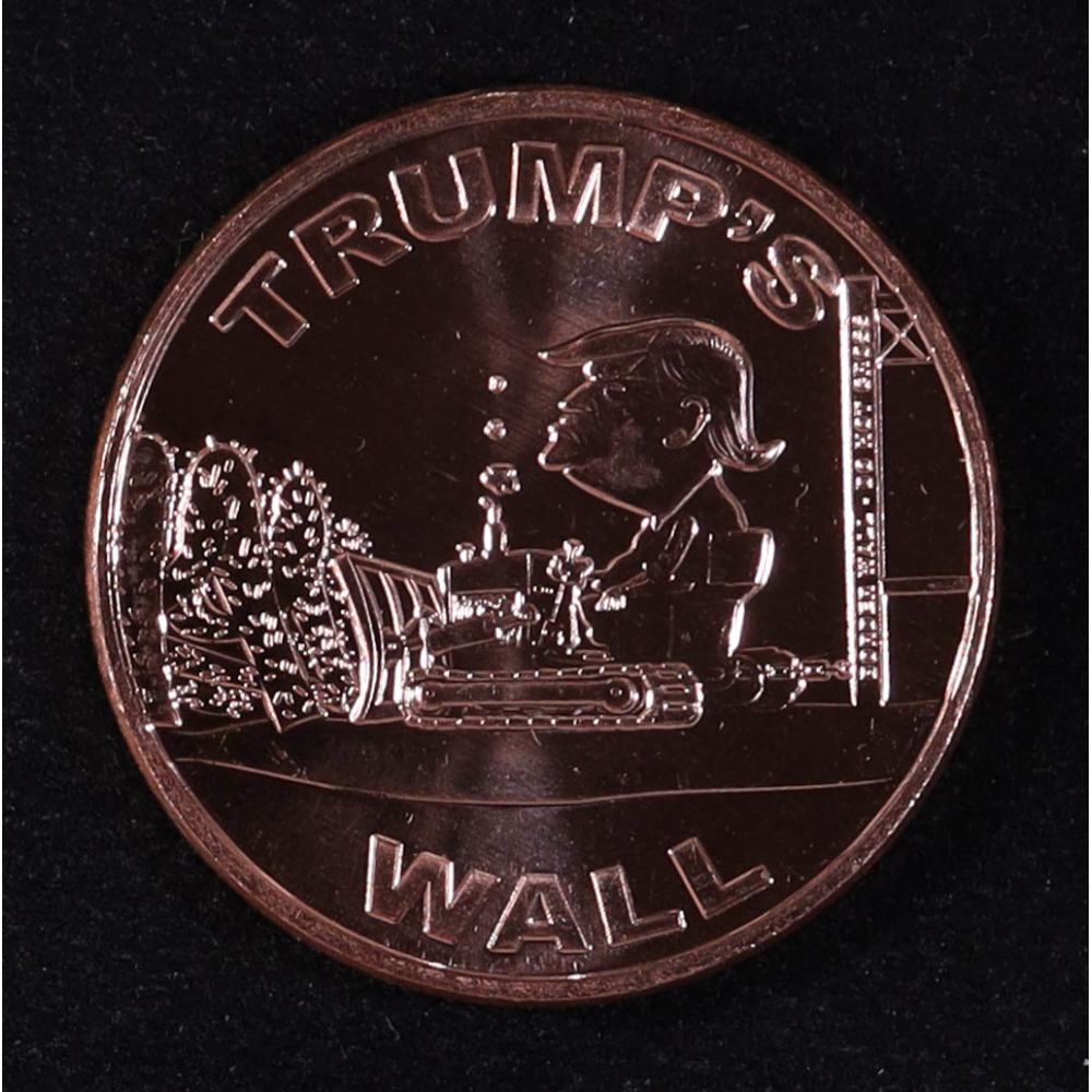 "Trump's Wall " Design 1 Oz. .999 Copper Bullion Round at PristineAuction.com
