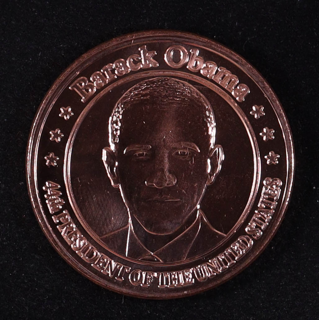 "Barack Obama 44th President of the United States" Design 1 Oz. .999 Copper Bullion Round at PristineAuction.com "Barack Obama 44th President of the United States" Design 1 Oz. .999 Copper Bullion Round at PristineAuction.com