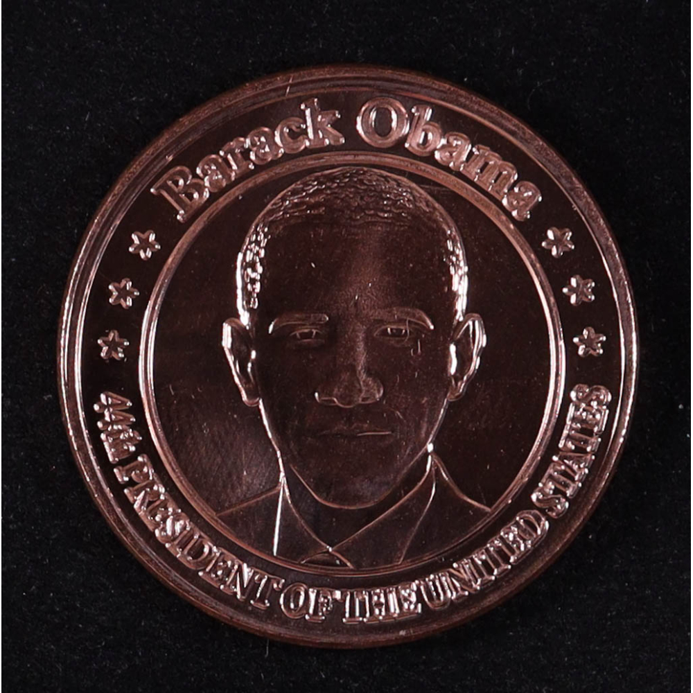 "Barack Obama 44th President of the United States" Design 1 Oz. .999 Copper Bullion Round at PristineAuction.com