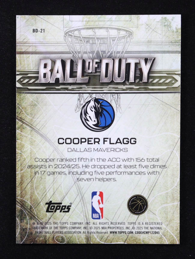 Cooper Flagg 2025-26 Topps Chrome Ball of Duty Yellow Refractors #BD21 RC #038/275 at PristineAuction.com Cooper Flagg 2025-26 Topps Chrome Ball of Duty Yellow Refractors #BD21 RC #038/275 at PristineAuction.com