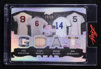 Ted Williams / Stan Musial / Ernie Banks / Joe DiMaggio 2025 Leaf Spectacular The GOATs Spectrum Silver #TG11 #15/15 at PristineAuction.com