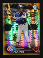 Hank Aaron 2016 Bowman Chrome National Convention Gold Refractors #BNR10 #5/50 at PristineAuction.com