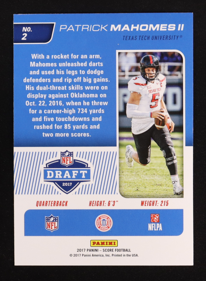 Patrick Mahomes II 2017 Score NFL Draft #2 RC at PristineAuction.com Patrick Mahomes II 2017 Score NFL Draft #2 RC at PristineAuction.com