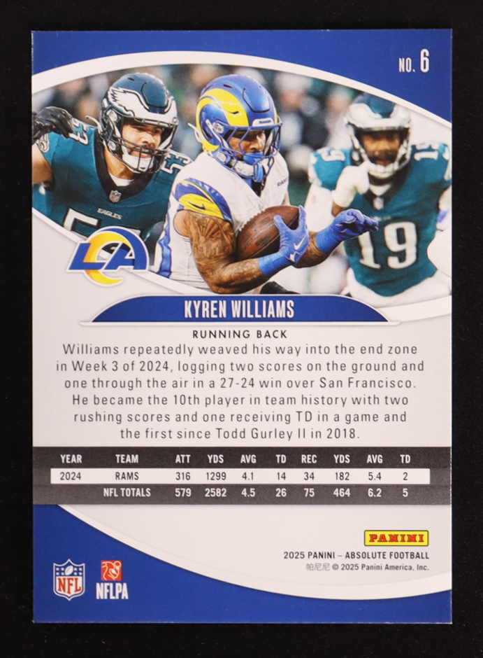 Kyren Williams 2025 Absolute Spectrum Gold #6 #2/10 at PristineAuction.com Kyren Williams 2025 Absolute Spectrum Gold #6 #2/10 at PristineAuction.com
