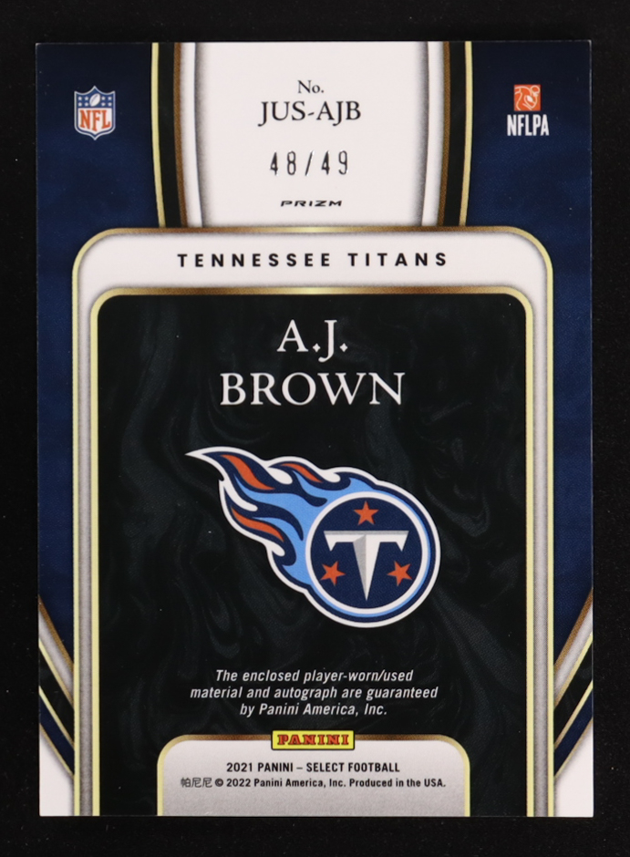 A.J. Brown 2021 Select Jumbo Signature Swatches Prizm White #7 #48/49 at PristineAuction.com A.J. Brown 2021 Select Jumbo Signature Swatches Prizm White #7 #48/49 at PristineAuction.com