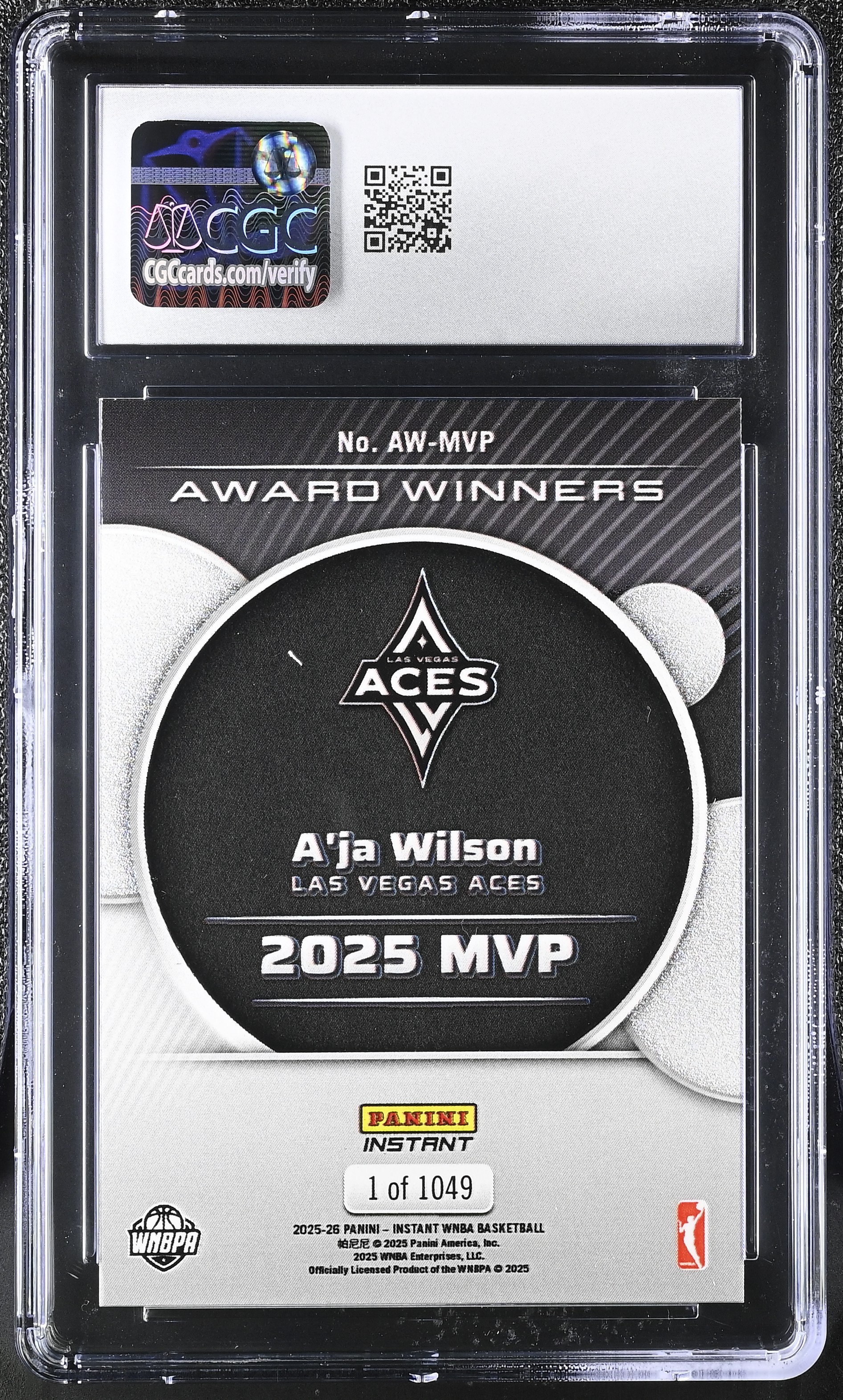 A'ja Wilson 2025-26 Panini Instant WNBA Award Winners #AWMVP (CGC 9.5) at PristineAuction.com A'ja Wilson 2025-26 Panini Instant WNBA Award Winners #AWMVP (CGC 9.5) at PristineAuction.com