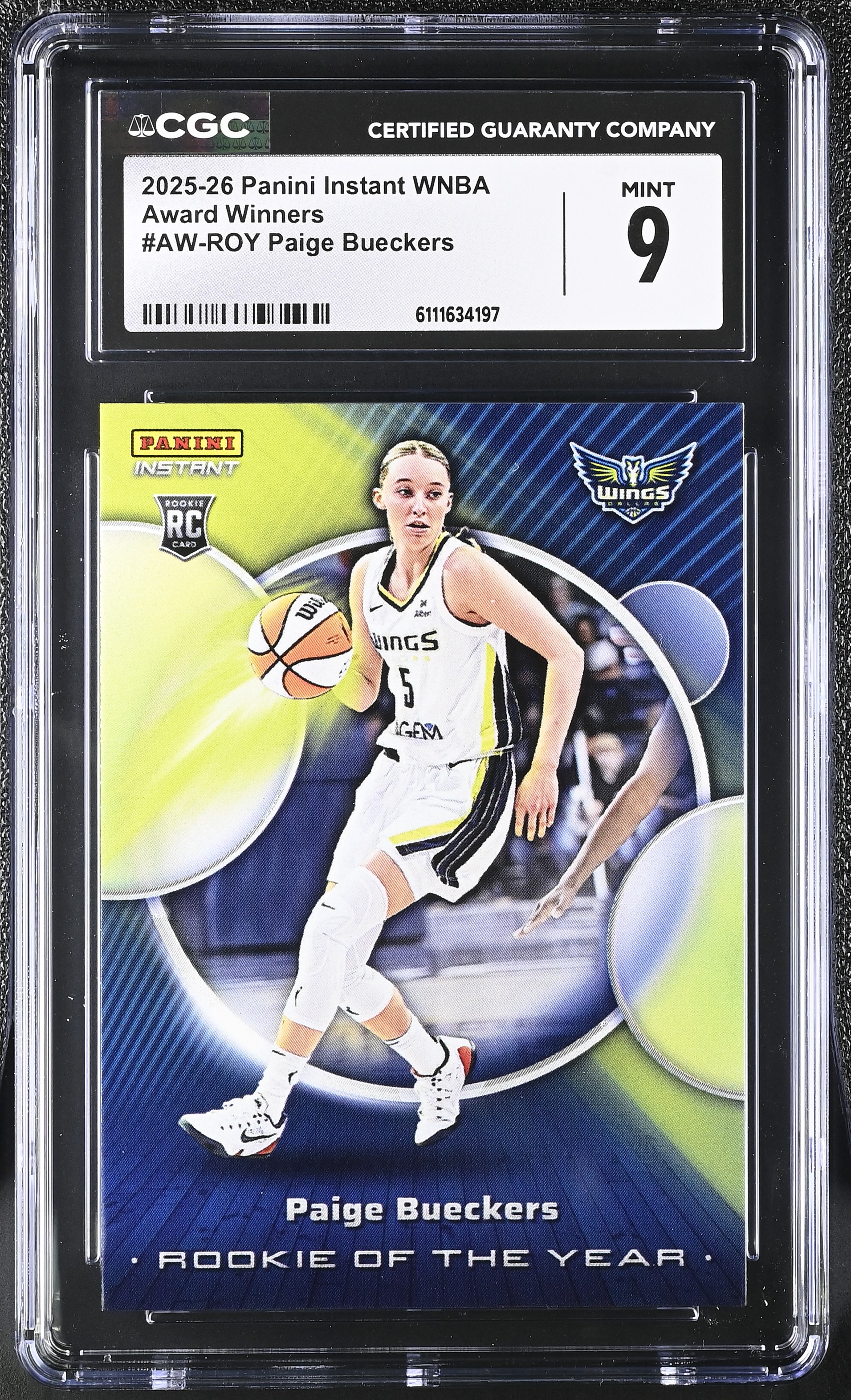 Paige Bueckers 2025 Panini Instant WNBA Award Winners #AWROY RC (CGC 9) at PristineAuction.com Paige Bueckers 2025 Panini Instant WNBA Award Winners #AWROY RC (CGC 9) at PristineAuction.com