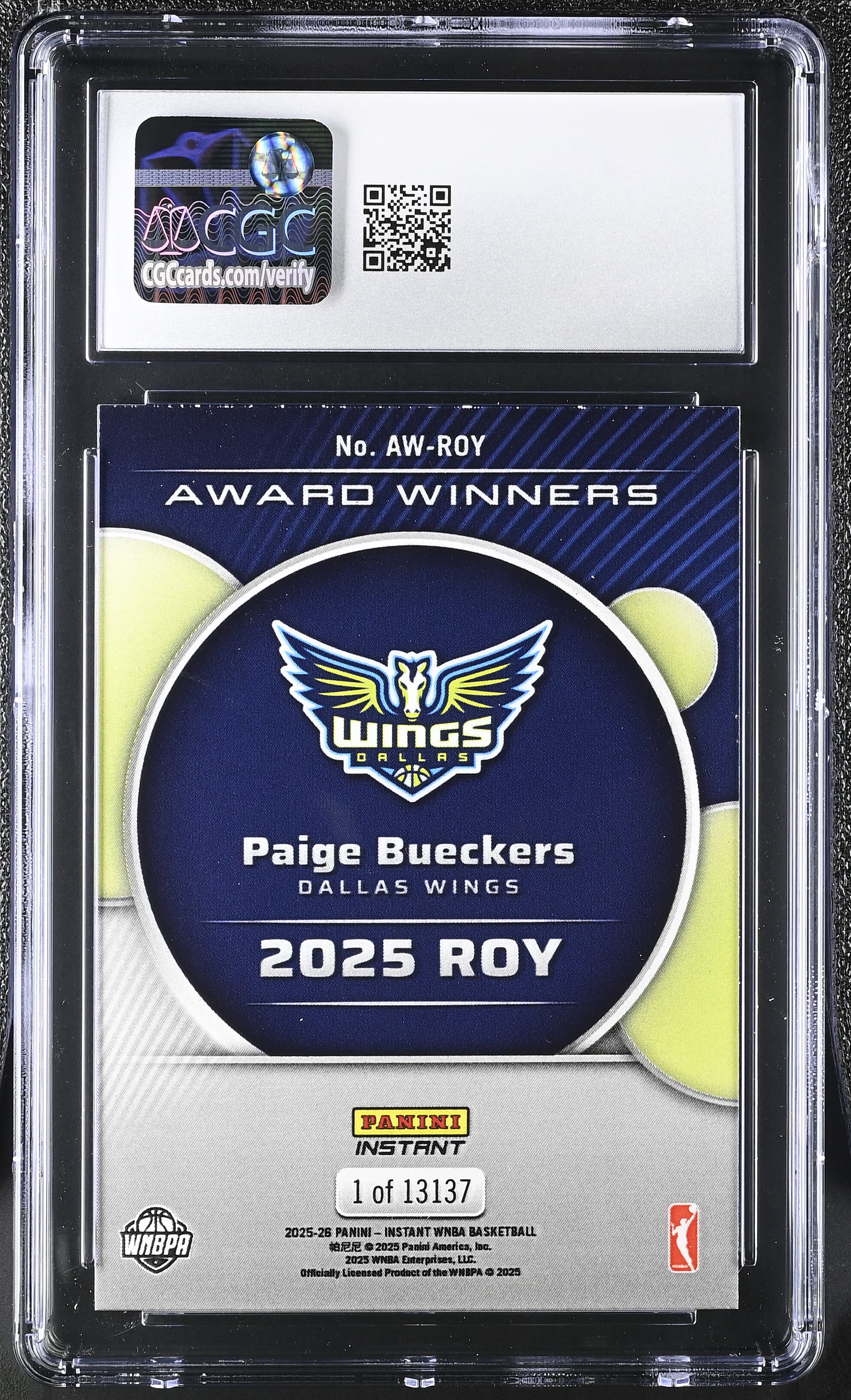 Paige Bueckers 2025 Panini Instant WNBA Award Winners #AWROY RC (CGC 9) at PristineAuction.com Paige Bueckers 2025 Panini Instant WNBA Award Winners #AWROY RC (CGC 9) at PristineAuction.com