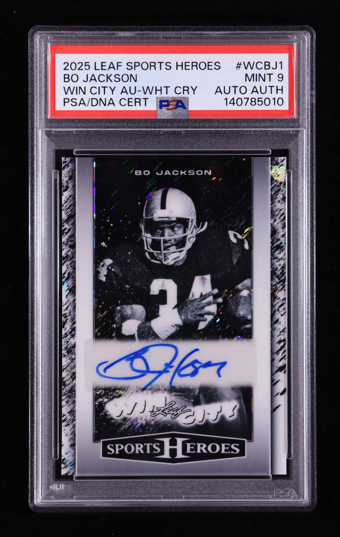 Bo Jackson 2025 Leaf Sports Heroes Win City Autographs Crystal White #WCBJ1 #1/2 (PSA 9 | Autograph Graded PSA 10) at PristineAuction.com Bo Jackson 2025 Leaf Sports Heroes Win City Autographs Crystal White #WCBJ1 #1/2 (PSA 9 | Autograph Graded PSA 10) at PristineAuction.com