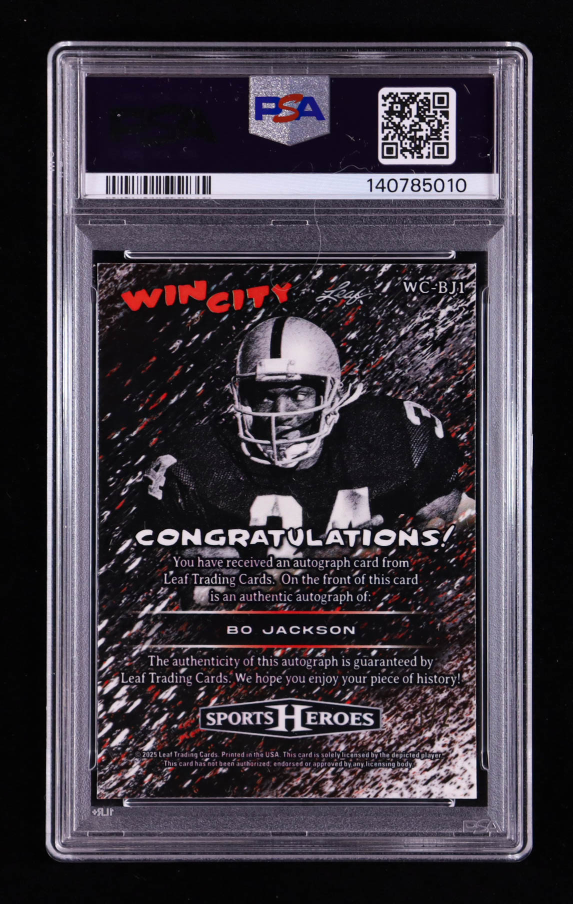 Bo Jackson 2025 Leaf Sports Heroes Win City Autographs Crystal White #WCBJ1 #1/2 (PSA 9 | Autograph Graded PSA 10) at PristineAuction.com Bo Jackson 2025 Leaf Sports Heroes Win City Autographs Crystal White #WCBJ1 #1/2 (PSA 9 | Autograph Graded PSA 10) at PristineAuction.com