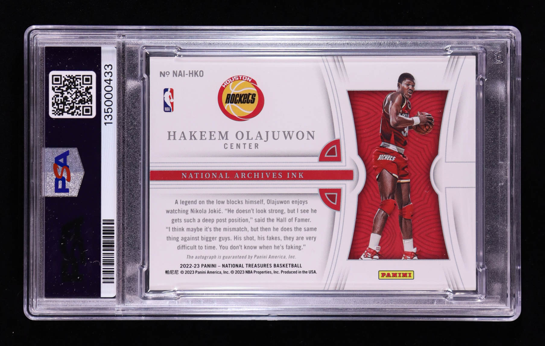 Hakeem Olajuwon 2022-23 Panini National Treasures National Archives Ink #42 #2/49 (PSA 8 | Autograph Graded PSA 10) at PristineAuction.com Hakeem Olajuwon 2022-23 Panini National Treasures National Archives Ink #42 #2/49 (PSA 8 | Autograph Graded PSA 10) at PristineAuction.com