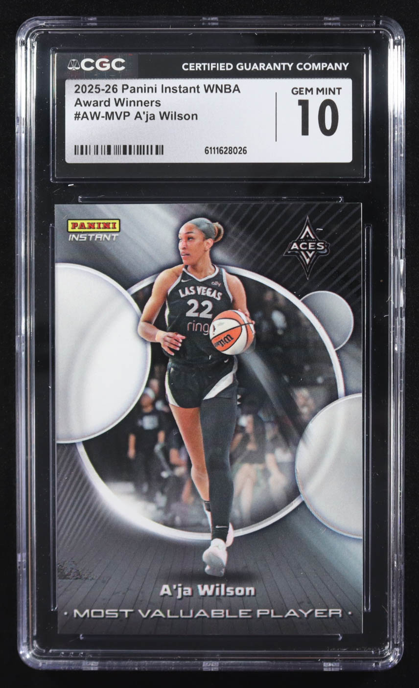 A'ja Wilson 2025-26 Panini Instant WNBA Award Winners #AWMVP RC (CGC 10) at PristineAuction.com A'ja Wilson 2025-26 Panini Instant WNBA Award Winners #AWMVP RC (CGC 10) at PristineAuction.com