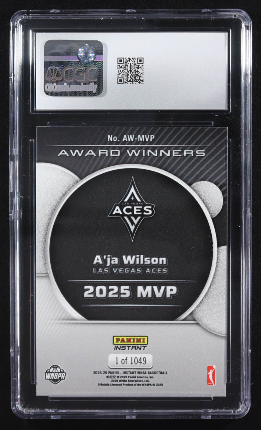 A'ja Wilson 2025-26 Panini Instant WNBA Award Winners #AWMVP RC (CGC 10) at PristineAuction.com A'ja Wilson 2025-26 Panini Instant WNBA Award Winners #AWMVP RC (CGC 10) at PristineAuction.com