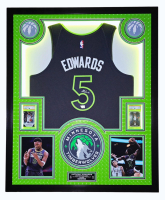 Anthony Edwards Signed Timberwolves Custom Framed Nike Jersey with LED Display & (2) PSA 10 Graded Rookie Cards (Fanatics) at PristineAuction.com