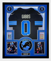 Jahmyr Gibbs Signed Lions Custom Framed Nike Jersey Inscribed "Sonic" with LED Display & (2) PSA 10 Graded Rookie Cards (Fanatics) at PristineAuction.com