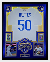 Mookie Betts (Dodgers) Signed Custom Framed Nike Jersey with LED Display & (2) PSA 10 Graded Cards (JSA) at PristineAuction.com