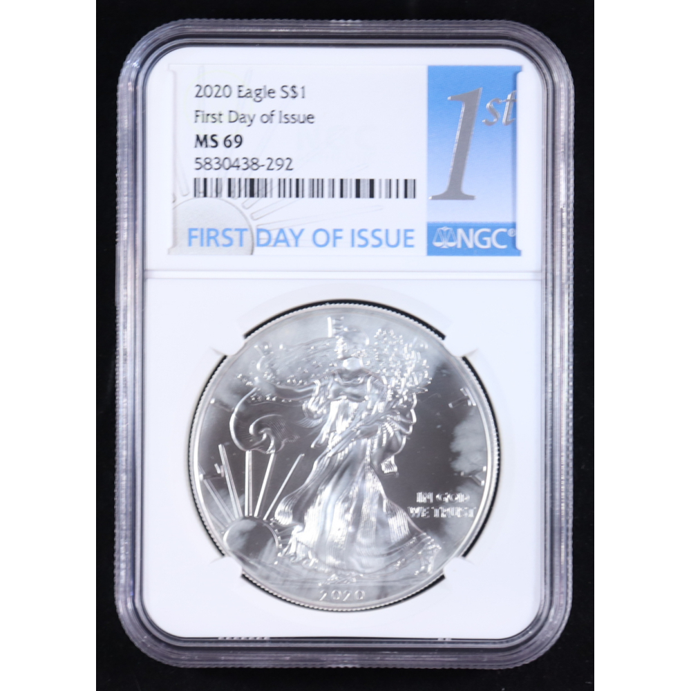 2020 American Silver Eagle, First Day of Issue (NGC MS69) at PristineAuction.com