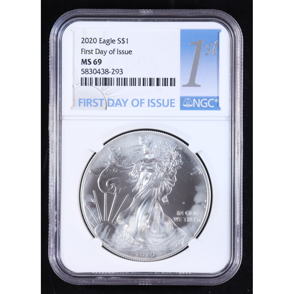2020 American Silver Eagle, First Day of Issue (NGC MS69) at PristineAuction.com
