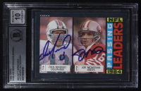Dan Marino / Joe Montana Signed 1985 Topps #192 Passing Leaders (BGS Encapsulated) at PristineAuction.com