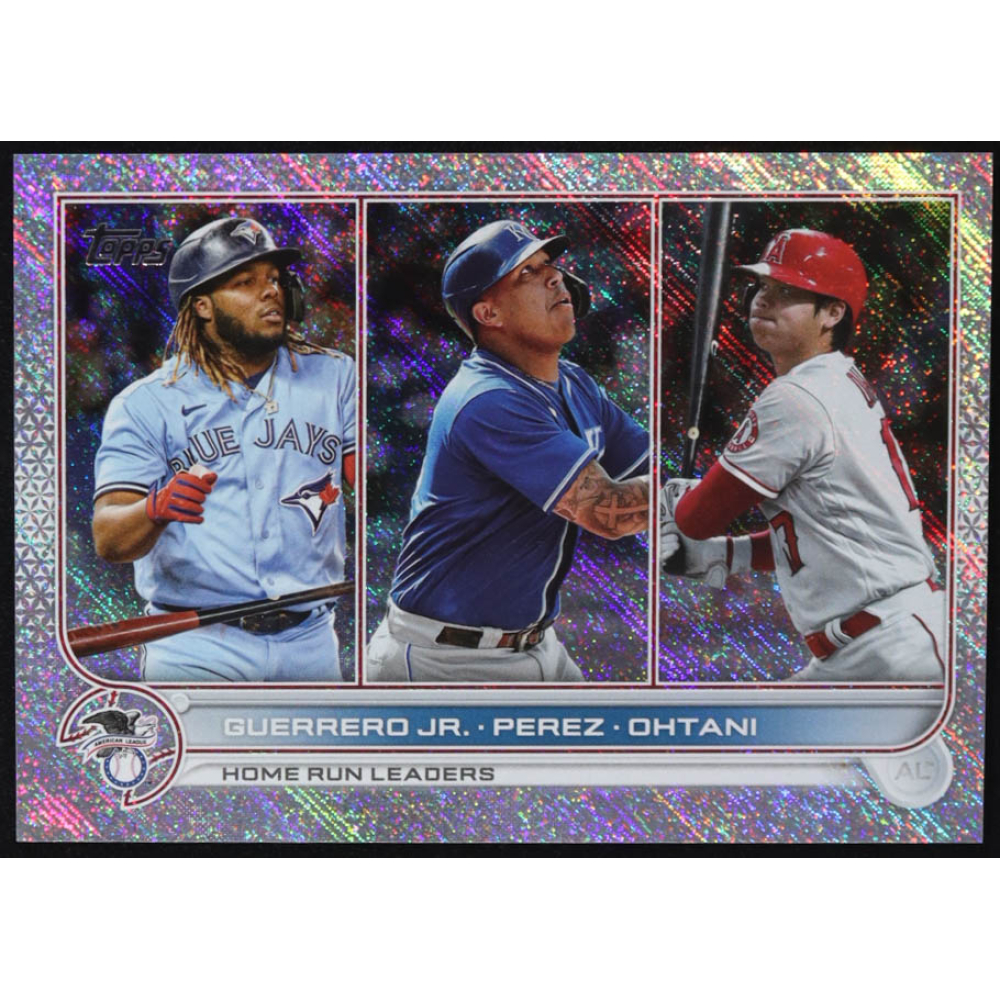Vladimir Guerrero Jr. / Salvador Perez / Shohei Ohtani 2022 Topps Series AL League Leaders Home Run Foilboard #48 #606/875 at PristineAuction.com