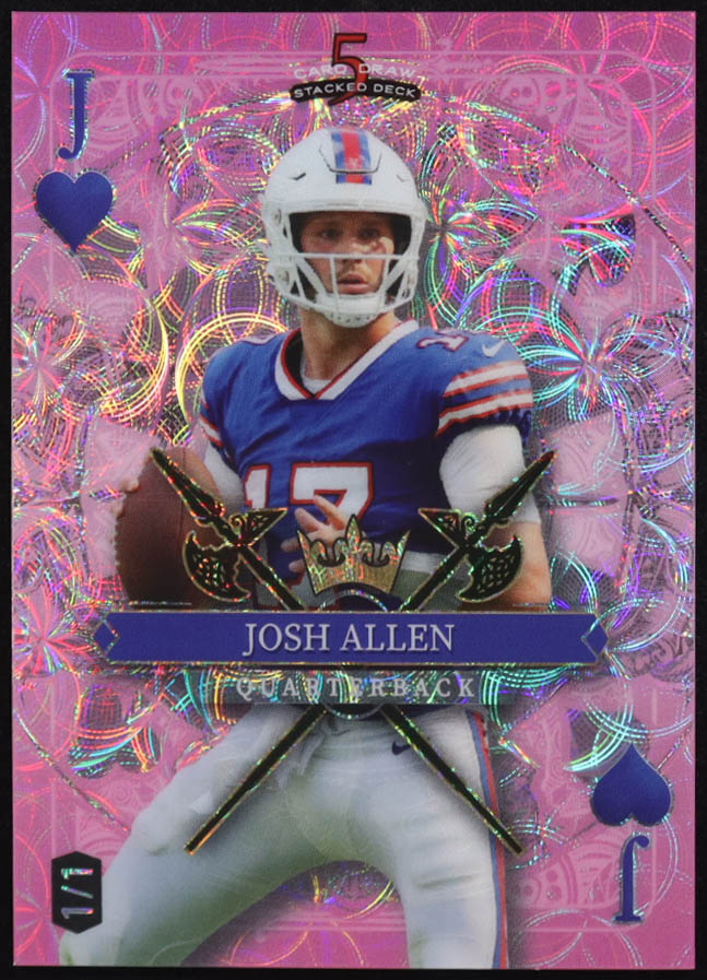 Josh Allen 2024 Wild Card 5 Card Stacked Deck Joker of Hearts Blue #SDPH-JAN #1/1 at PristineAuction.com Josh Allen 2024 Wild Card 5 Card Stacked Deck Joker of Hearts Blue #SDPH-JAN #1/1 at PristineAuction.com